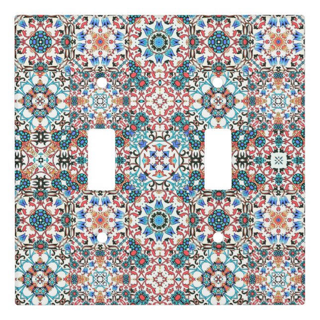 Moroccan tiles,mosaic,colorful art light switch cover (Front)
