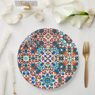 Moroccan tiles,mosaic,colorful art paper plates