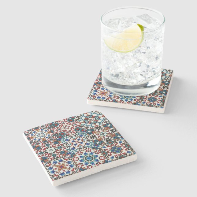 Moroccan tiles,mosaic,colorful art stone coaster (Side)