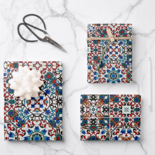 Moroccan tiles,mosaic,colorful art wrapping paper sheets