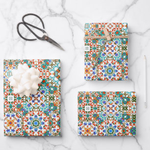 Moroccan tiles,mosaic,colorful art wrapping paper sheets