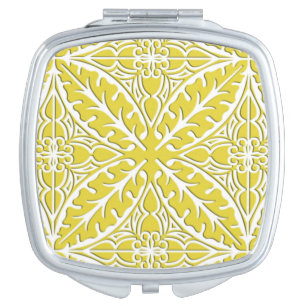 Moroccan tiles - mustard gold and white compact mirror