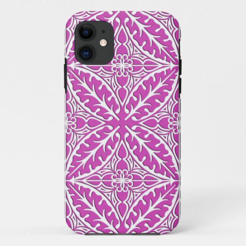 Moroccan tiles _ orchid and white iPhone 11 case