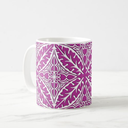 Moroccan tiles _ orchid and white coffee mug