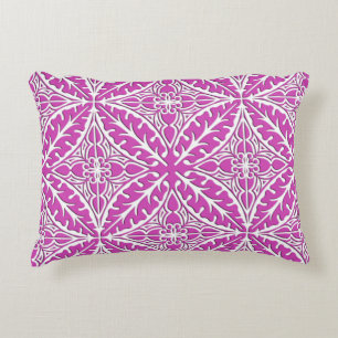 Moroccan tiles - orchid and white decorative pillow