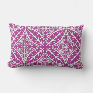 Moroccan tiles - orchid and white lumbar pillow