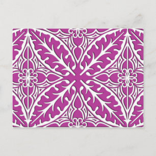 Moroccan tiles - orchid and white postcard