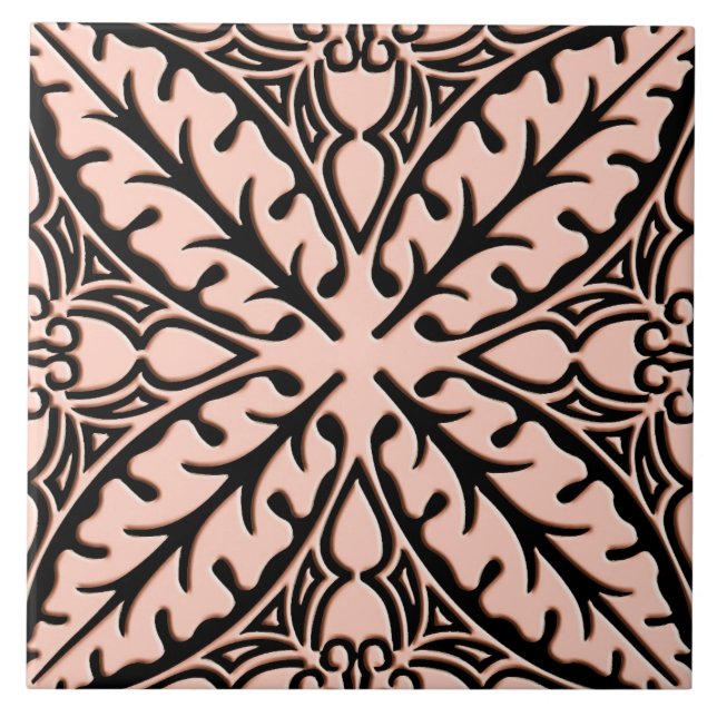 Moroccan tiles - peach pink and black (Front)