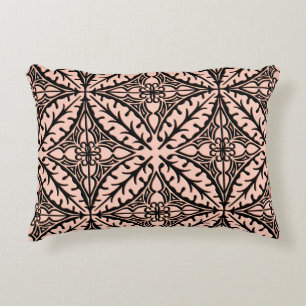 Moroccan tiles - peach pink and black accent pillow