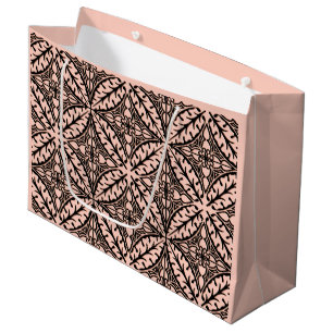 Moroccan tiles - peach pink and black large gift bag