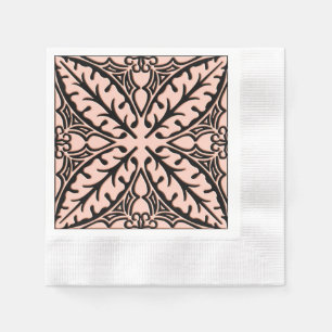 Moroccan tiles - peach pink and black paper napkins