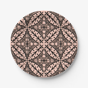 Moroccan tiles - peach pink and black paper plates