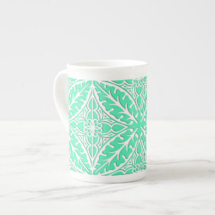 Moroccan tiles - robin's egg blue and white bone china mug
