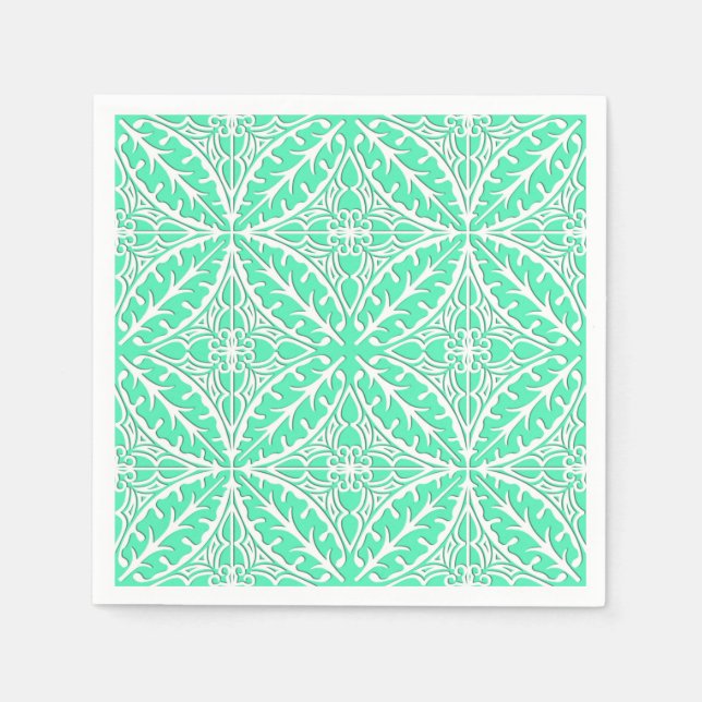 Moroccan tiles - robin's egg blue and white napkins (Front)