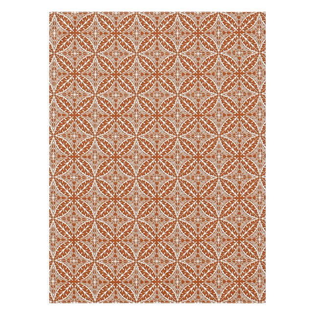 Moroccan tiles - rust brown and white tablecloth (Front)