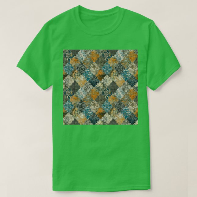 Moroccan Tiles Rust Orange Blue S T-Shirt (Design Front)