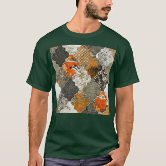 Moroccan Tiles Rust Orange Olive Grey T-Shirt