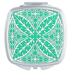 Moroccan tiles - turquoise and white compact mirror