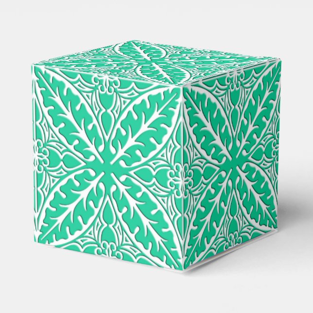 Moroccan tiles - turquoise and white favor boxes (Back Side)