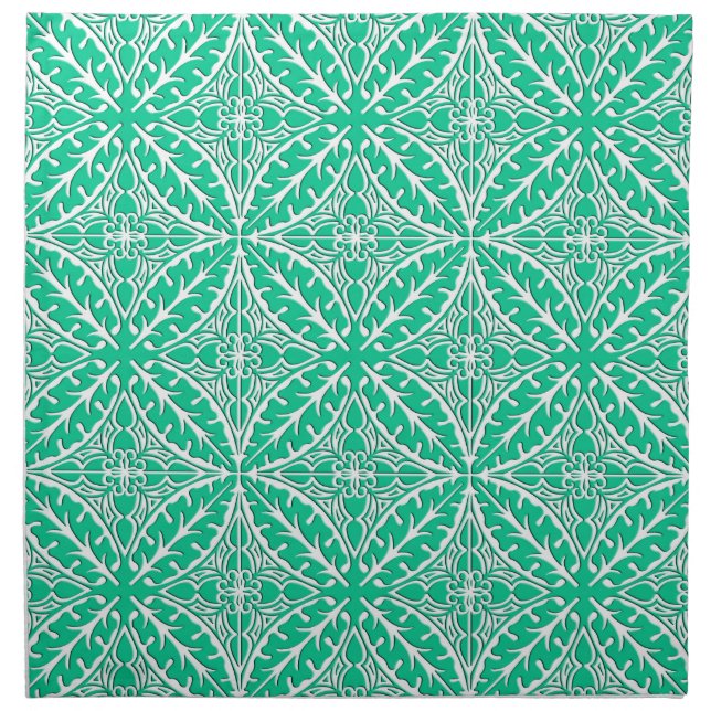 Moroccan tiles - turquoise and white napkin (Front)