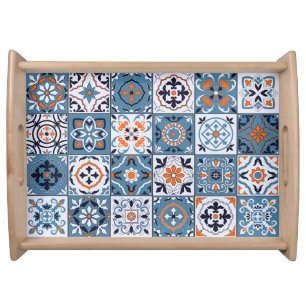 Moroccan Tiles: Vintage Seamless Elegance Serving Tray