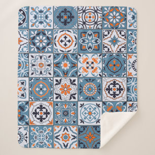 Moroccan Tiles: Vintage Seamless Elegance Sherpa Blanket