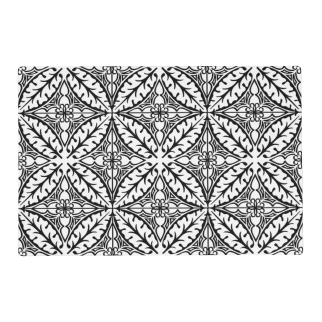 Moroccan tiles - white and black placemat (Front)