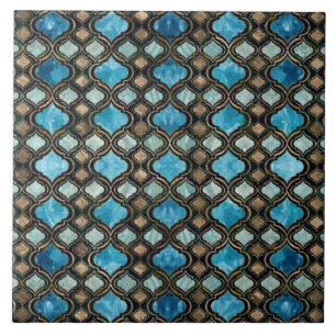 Moroccan trellis Blue Crystal Textures Ceramic Tile