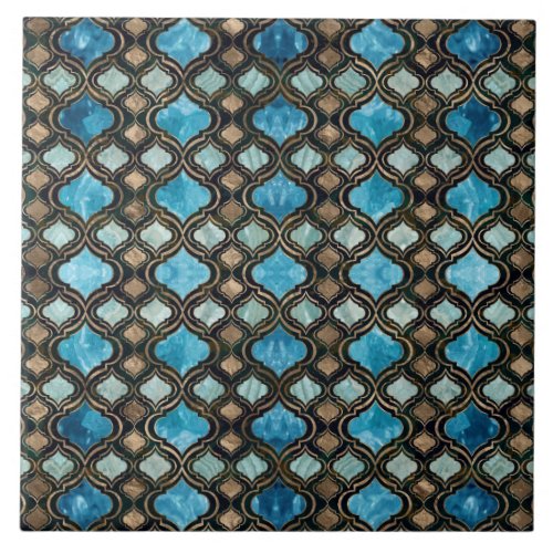 Moroccan trellis Blue Crystal Textures Ceramic Tile