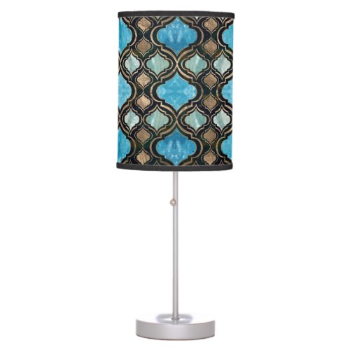 Moroccan trellis Blue Crystal Textures Table Lamp