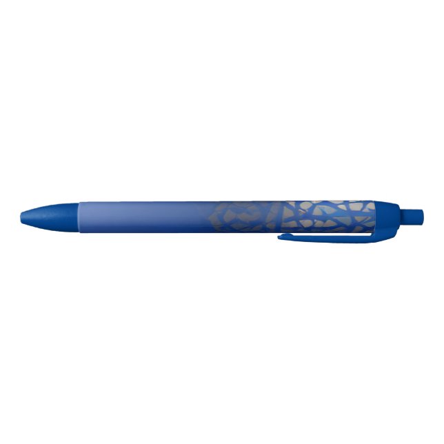 Moroccan trellis blue indigo geometric design pen (Bottom)