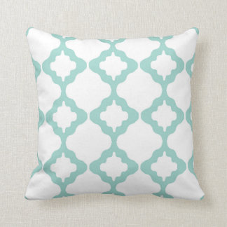Moroccan Trellis Mint Green and White Throw Pillow