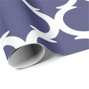 Moroccan Trellis Navy Blue White Lattice Pattern Wrapping Paper