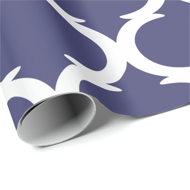 Moroccan Trellis Navy Blue White Lattice Pattern Wrapping Paper (Roll Corner)