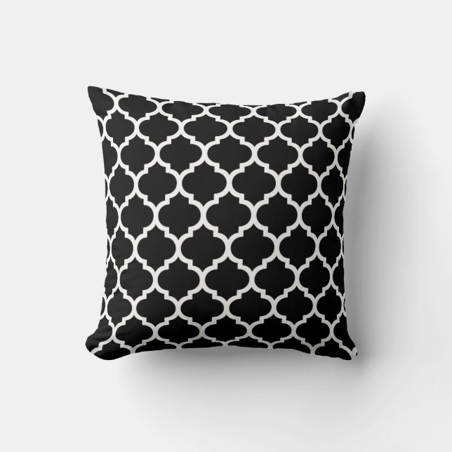 Moroccan  trellis pattern I Black and White Throw Pillow (Front)