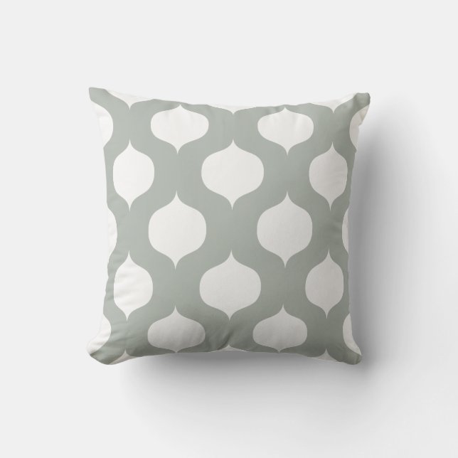 Moroccan Trellis Pattern Pillow in Silver Gray (Front)
