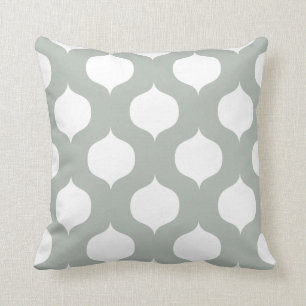 Moroccan Trellis Pattern Pillow in Silver Gray