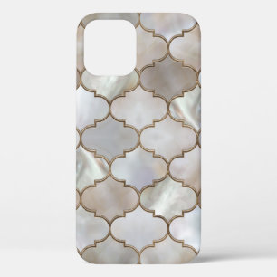 Moroccan trellis Pearl and Gold iPhone 12 Case