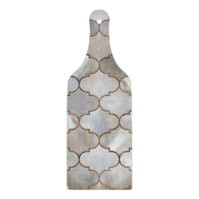Moroccan trellis Pearl and Gold Cutting Board (Front)