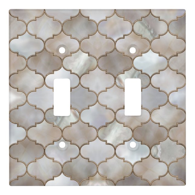 Moroccan trellis Pearl and Gold Light Switch Cover (Front)