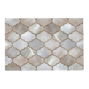 Moroccan trellis Pearl and Gold Placemat