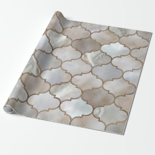 Moroccan trellis Pearl and Gold Wrapping Paper