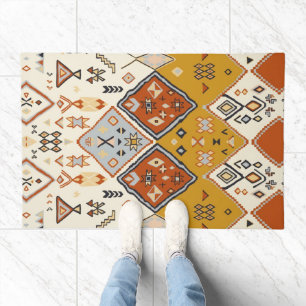Moroccan Tribal Geometric Folk Art Pattern Doormat