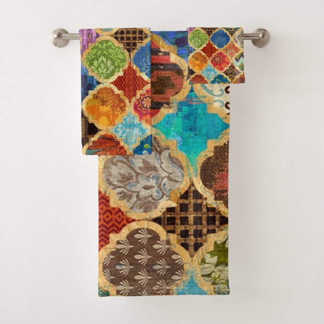 Moroccan Turkish Colorful Luxury Decorative Bath Towel Set (Insitu)