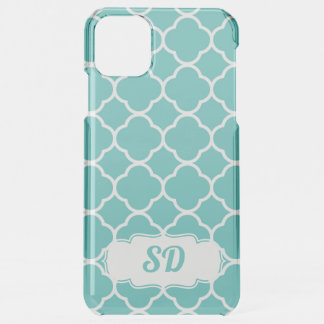 Moroccan Turquoise Quatrefoil Custom Monogram iPhone 11 Pro Max Case