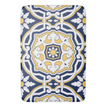 Moroccan vivid blue yellow intricate geometric
