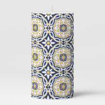 Moroccan vivid blue yellow intricate geometric
