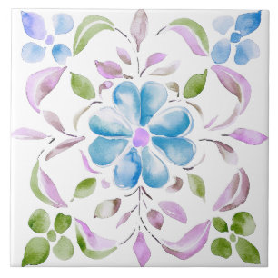 Moroccan Watercolor Boho Ceramic Tile