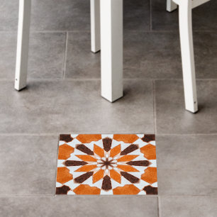 Moroccan Watercolor Orange Pattern Floor Decals