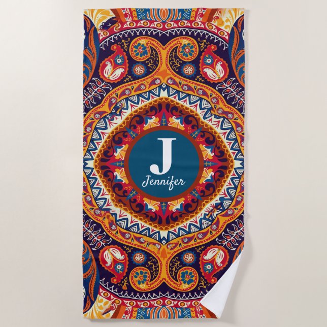  Moroccan Wedding Vacation Custom Name Beach Towel (Front)